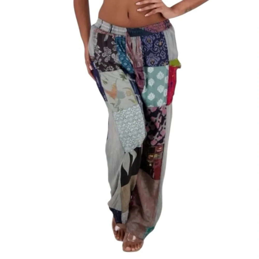 Boho Patchwork Pants Rayon made in India - Various Colors - Picture 1 of 3